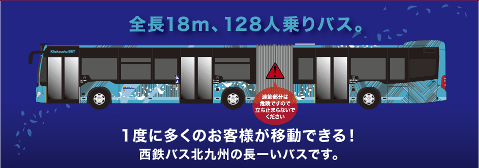 全長18m128人乗りバス。ついに北九州デビュー！